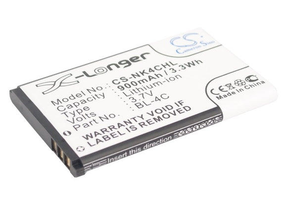 Battery for Nokia 2651 BL-4C 3.7V Li-ion 900mAh / 3.33Wh