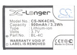 Battery for Nokia 6126 BL-4C 3.7V Li-ion 900mAh / 3.33Wh