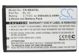 Battery for Nokia 8208 BL-4C 3.7V Li-ion 550mAh / 2.04Wh