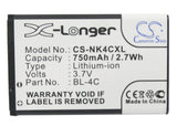 Battery for Nokia 6260 BL-4C 3.7V Li-ion 750mAh / 2.78Wh