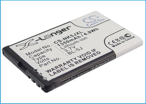 Battery for Nokia C3 BL-5J 3.7V Li-ion 1350mAh / 5.00Wh
