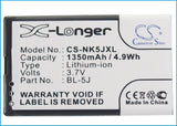Battery for Nokia Asha 200 BL-5J 3.7V Li-ion 1350mAh / 5.00Wh