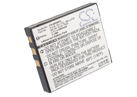 Battery for Fujifilm FinePix F460 Zoom NP-40, NP-40N 3.7V Li-ion 850mAh / 3.15Wh