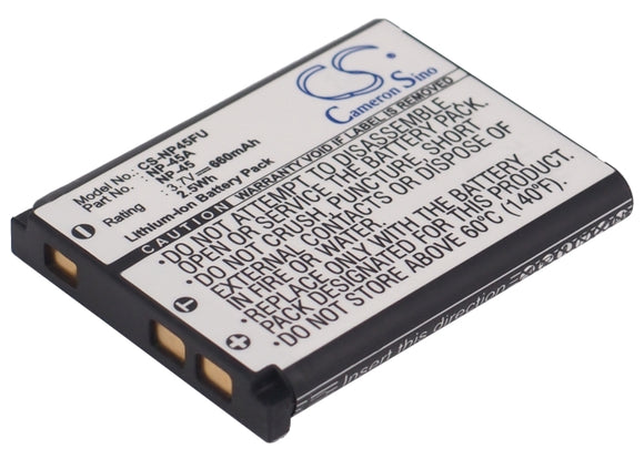 Battery for Fujifilm FinePix JX710 NP-45, NP-45A, NP-45B, NP-45S 3.7V Li-ion 660