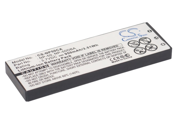Battery for Casio Exilim EX-V8SR NP-50, NP-50DBA 3.7V Li-ion 950mAh