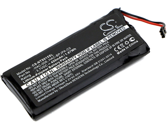 Battery for Nintendo HAC-015 HAC-006, HAC-BPJPA-C0 3.7V Li-Polymer 450mAh / 1.67