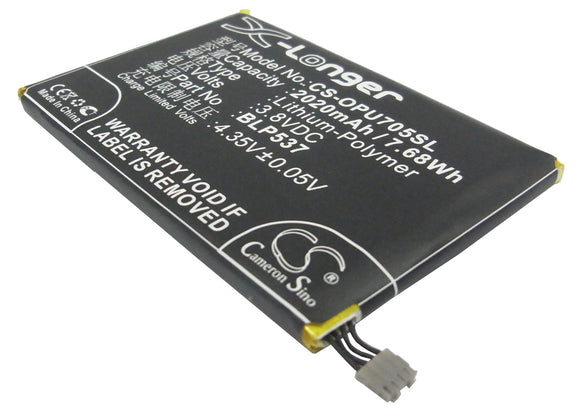 Battery for OPPO U705T BLP537 3.8V Li-Polymer 2020mAh / 7.68Wh