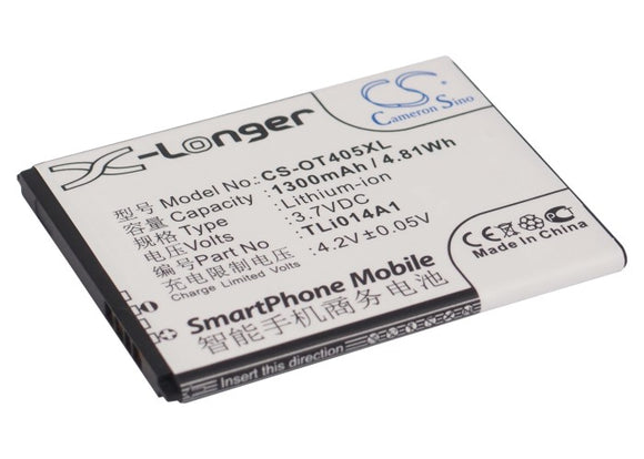 Battery for Alcatel One Touch Pixi Pulsar CAB1400002C1, CAB31C00002C1, TLi014A1 