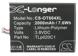 Battery for Alcatel OT-6034 CAC2000012C2, TLp020C1, TLp020C2 3.8V Li-Polymer 200