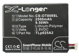 Battery for Alcatel 7048A CAC2500013C2, TLp025A2, TLp025A4 3.8V Li-Polymer 2500m