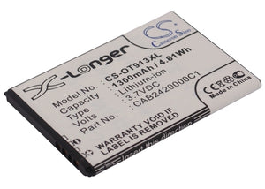 Battery for Alcatel OT-913 CAB14P0000C1, CAB2420000C1 3.7V Li-ion 1300mAh / 4.81