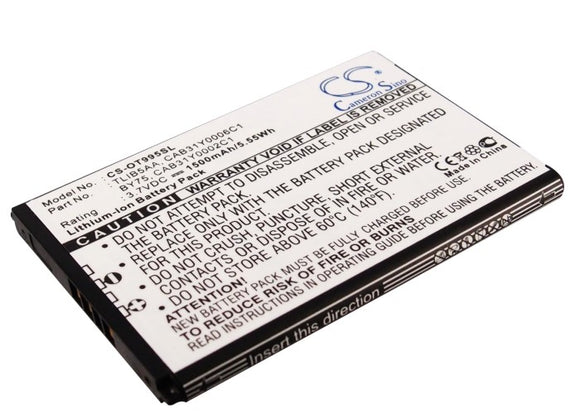 Battery for Alcatel One Touch 995 BY75, CAB150000SC1, CAB31Y0002C1, CAB31Y0006C1