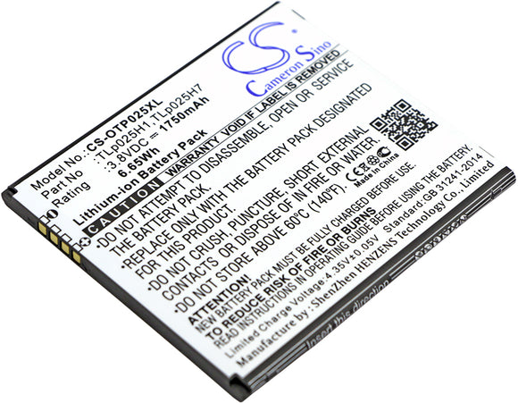 Battery for Alcatel One Touch POP 4 TLp025H1, TLp025H7 3.8V Li-ion 1750mAh / 6.6