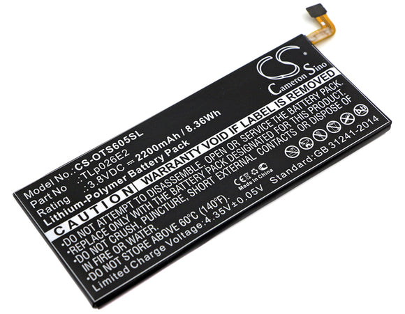 Battery for Alcatel OT-6055H CAC2610005CJ, TLp026E2, TLp026EJ 3.8V Li-Polymer 22