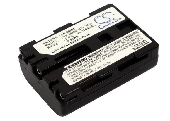 Battery for Sony DCR-HC14 NP-QM50, NP-QM51 7.4V Li-ion 1300mAh