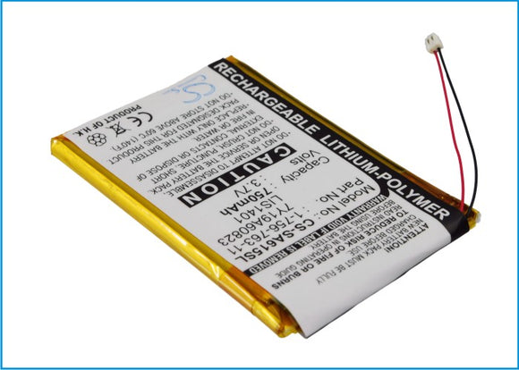 Battery for Sony NWZ-S615 1-756-763-11, 7Y19A60823, LIS1401 3.7V Li-Polymer 750m