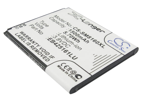 Battery for Samsung GT-I8160 EB425161LA, EB425161LU 3.8V Li-ion 1500mAh / 5.70Wh