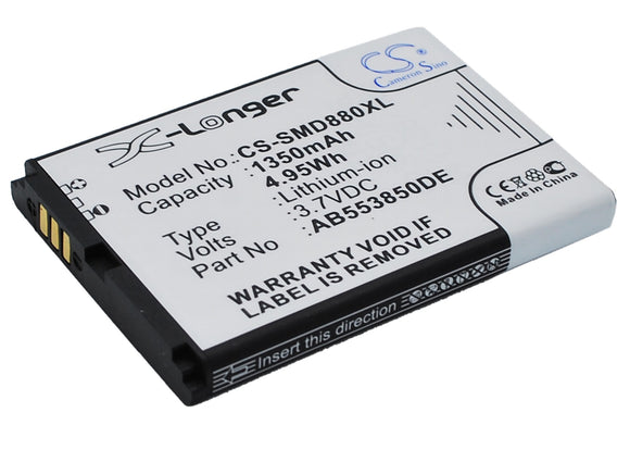 Battery for Samsung GT-B5712C AB553850DC, AB553850DE 3.7V Li-ion 1350mAh / 4.95W