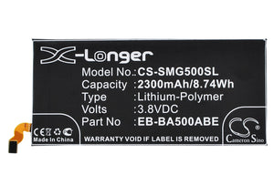 Battery for Samsung SM-A500FU EB-BA500ABE, GH43-04337A 3.8V Li-Polymer 2300mAh /