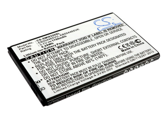Battery for Samsung GT-I7680 EB504465IZBSTD, EB504465LA, EB504465VA, EB504465VJ,