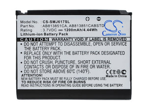 Battery for Samsung BLACKJACK II AB813851CA, AB813851CABSTD 3.7V Li-ion 1200mAh 