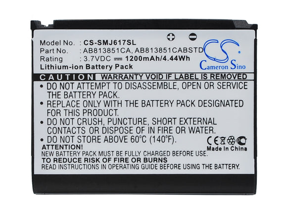 Battery for Samsung BLACKJACK II AB813851CA, AB813851CABSTD 3.7V Li-ion 1200mAh 