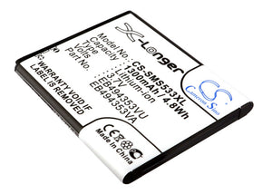 Battery for Samsung Wave I559 EB494353VA, EB494353VU 3.7V Li-ion 1300mAh / 4.81W
