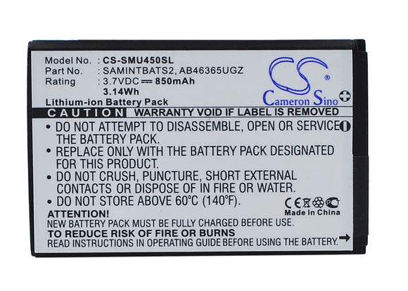 Battery for Samsung SCH-U450 AB463651GZ, AB463651GZBSTD 3.7V Li-ion 850mAh / 3.1