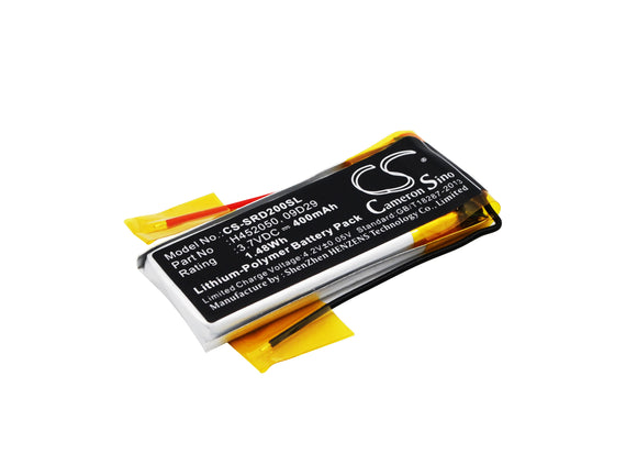 Battery for Cardo Q2 09D29, H452050 3.7V Li-Polymer 400mAh / 1.48Wh