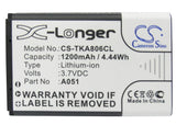 Battery for Telefunken FHD 170-5 3.7V Li-ion 1200mAh / 4.44Wh