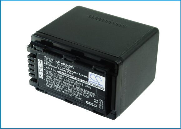 Battery for Panasonic HC-V100M VW-VBK360 3.7V Li-ion 3400mAh