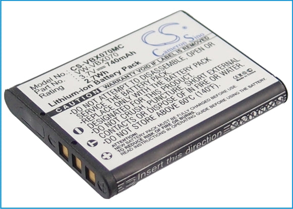 Battery for Panasonic HX-DC3K VW-VBX070, VW-VBX070GK, VW-VBX070-W 3.7V Li-ion 74