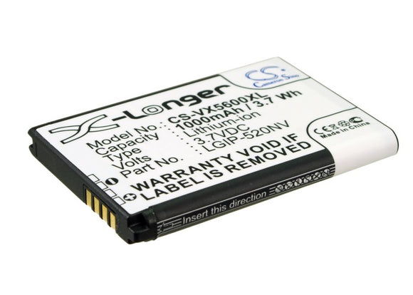Battery for LG VN570 Extravert LGIP-520NV, LGIP-520NV-2, SBPL0099202, SBPL010270
