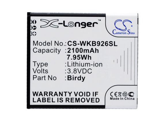 Battery for Wiko 9261 Birdy 3.8V Li-ion 2100mAh / 7.98Wh