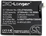Battery for ZTE NX529 Li3827T44P6h726040 3.85V Li-Polymer 2750mAh / 10.59Wh