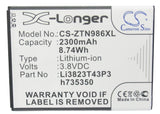 Battery for T-Mobile Z64 Li3823T43P3h735350 3.8V Li-ion 2300mAh / 8.74Wh